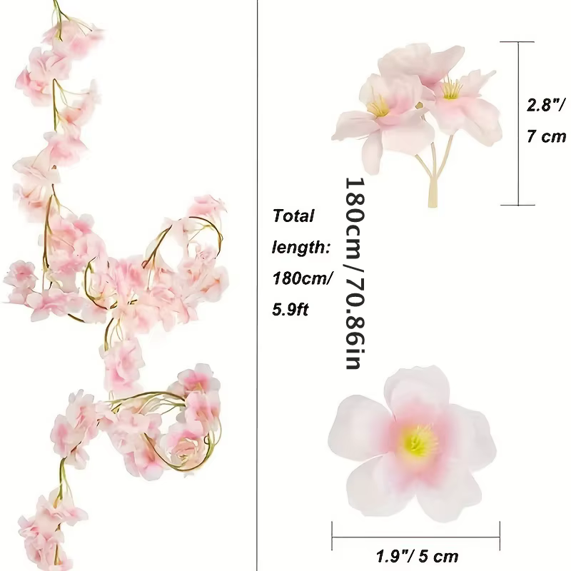 Vignes de fleurs de cerisier en soie simulée