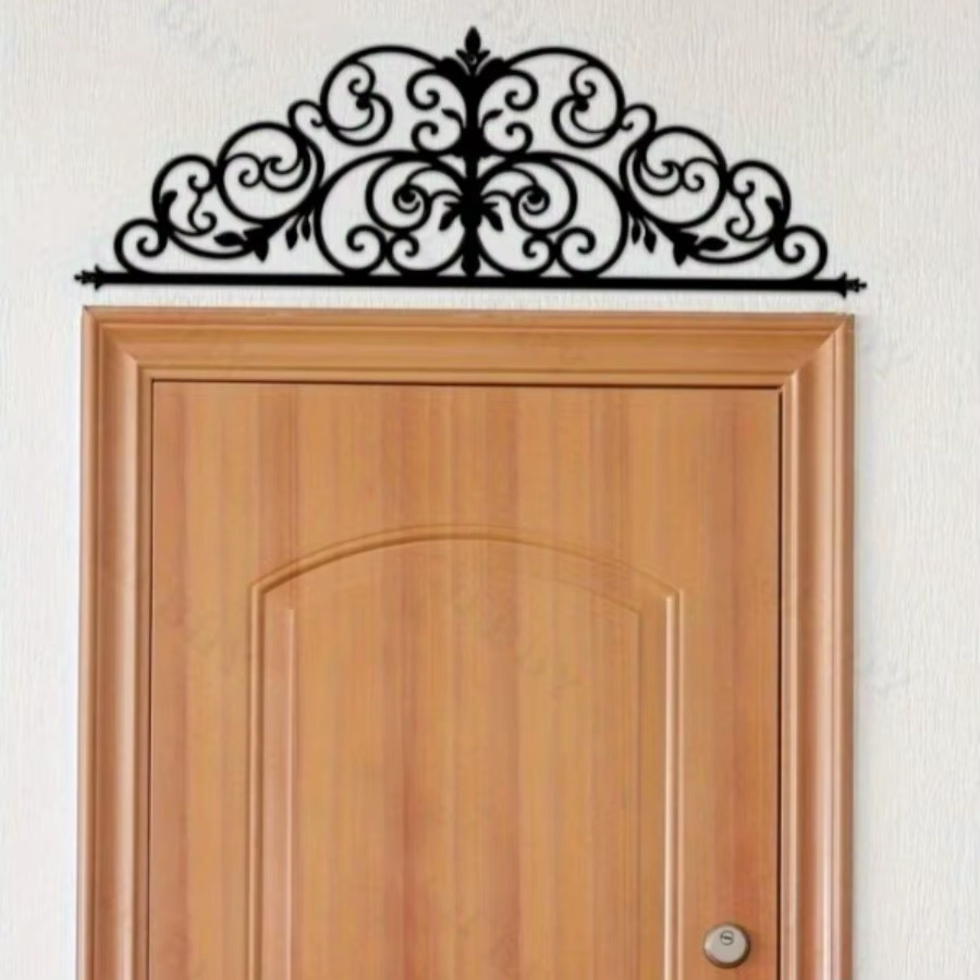 Art déco Iris Scroll Art mural en métal – Décor suspendu sur le thème floral pour chambre à coucher