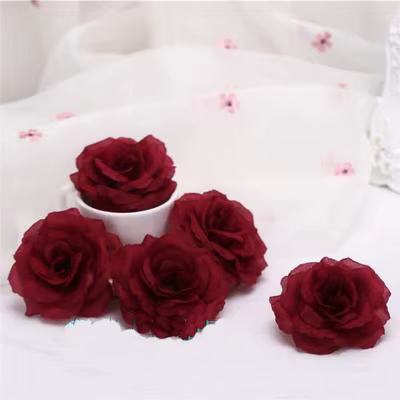 10 pièces 8 cm bordeaux artificielle Rose tête de fleur pour la décoration de mariage cadeau de saint valentin bricolage