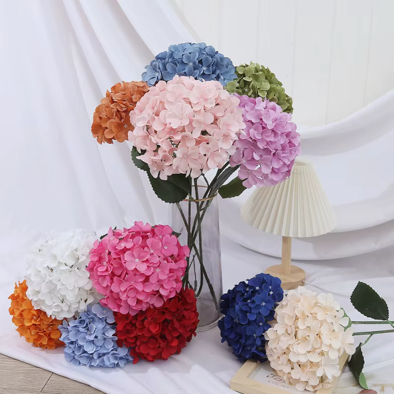 Bouquet de fleurs d'hortensia artificielles bordeaux en gros