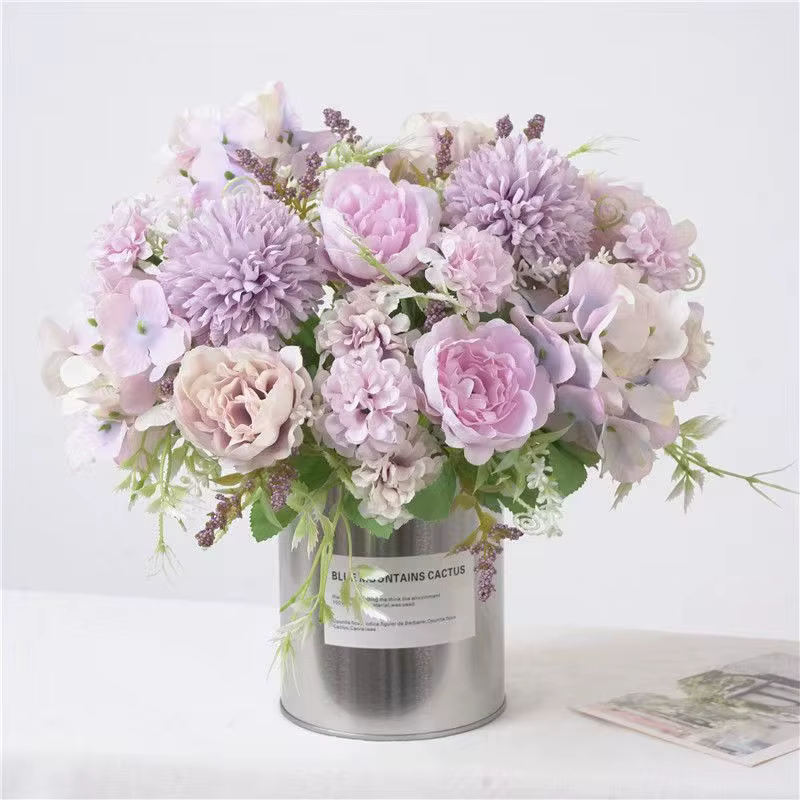 Bouquet de fleurs d'hortensias artificielles en soie
