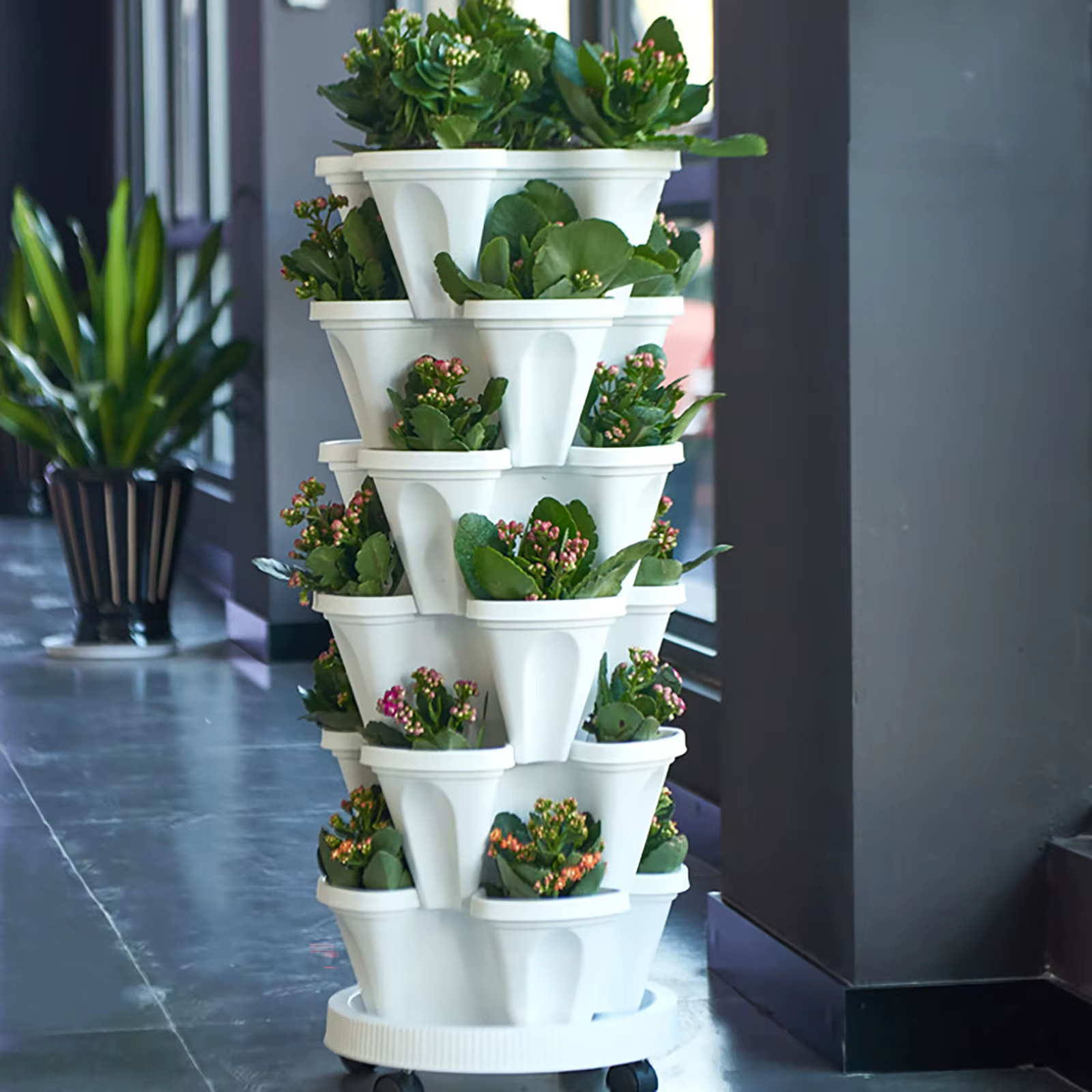Jardinières verticales empilables pour la plantation de fraises dans le jardin