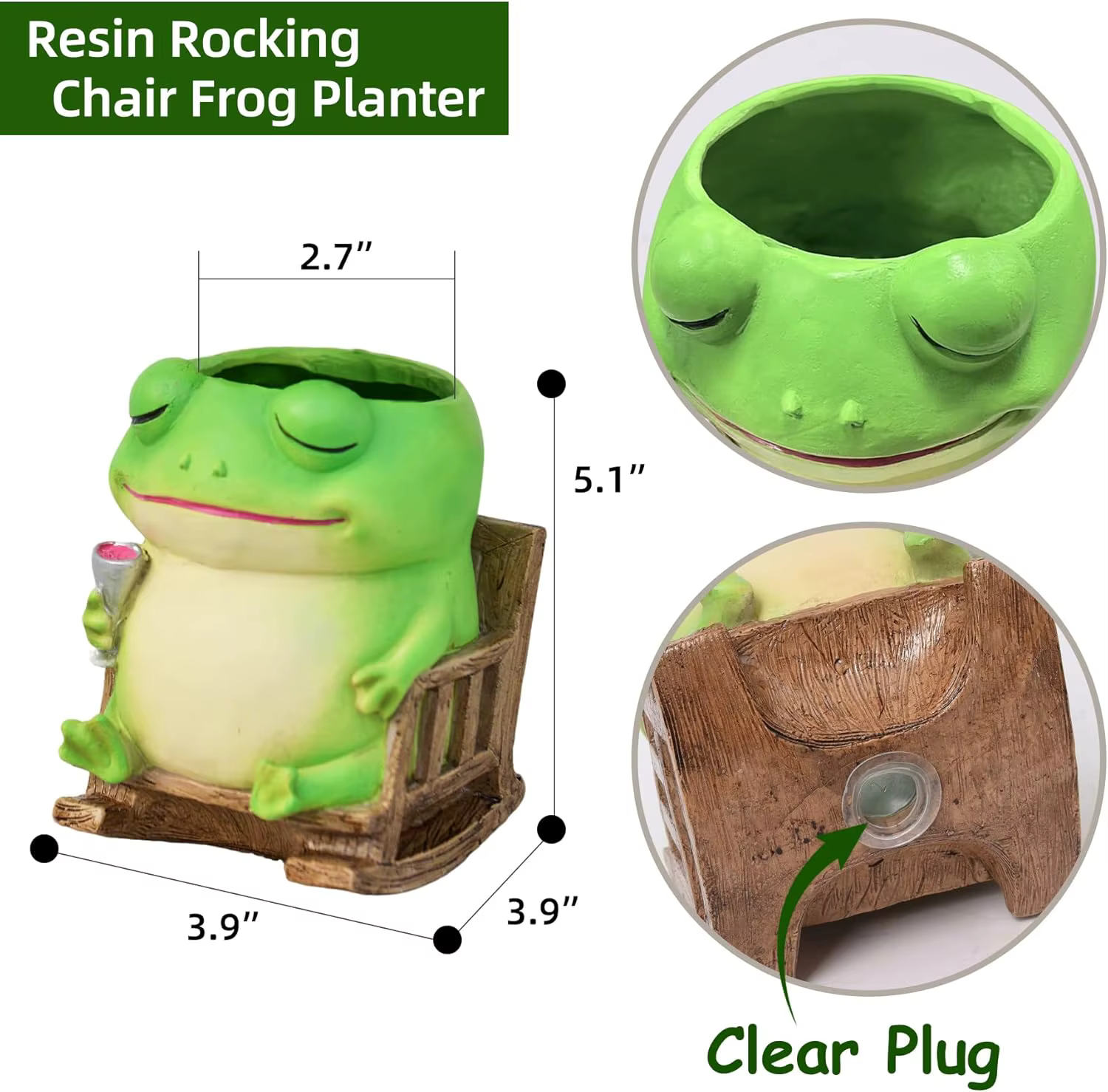 Pot de fleurs créatif en résine en forme de grenouille mignonne