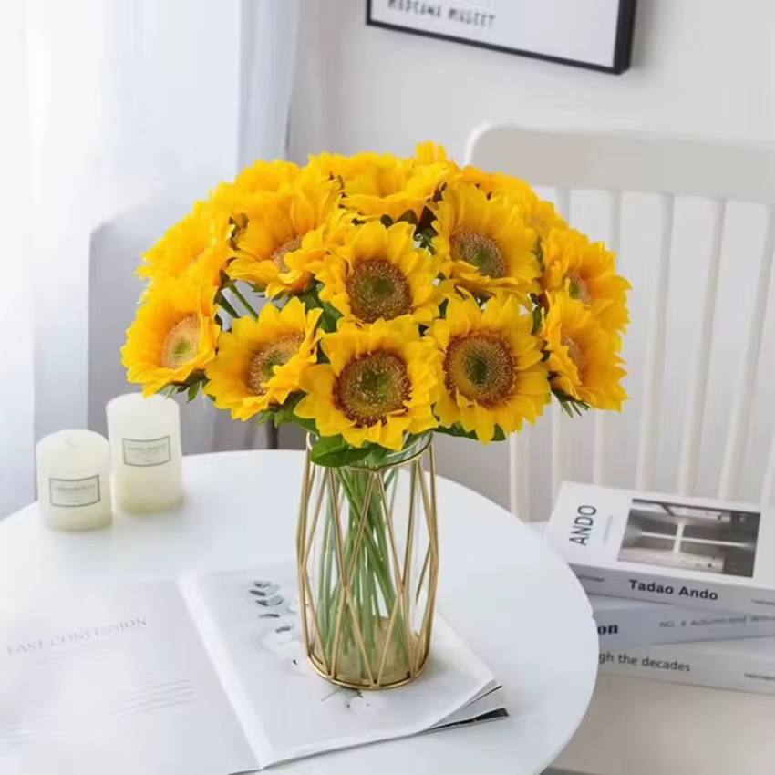 Fleur artificielle Tournesols Maison Jardin Table Décoration Étamine De Mariage Bouque Festival Faux Gerbera Salon Chambre Scène
