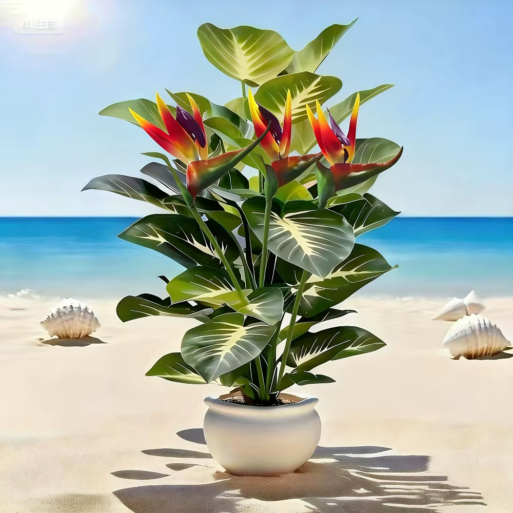 Plantes artificielles d'oiseau de paradis et de pothos pour la décoration extérieure dans les jardins