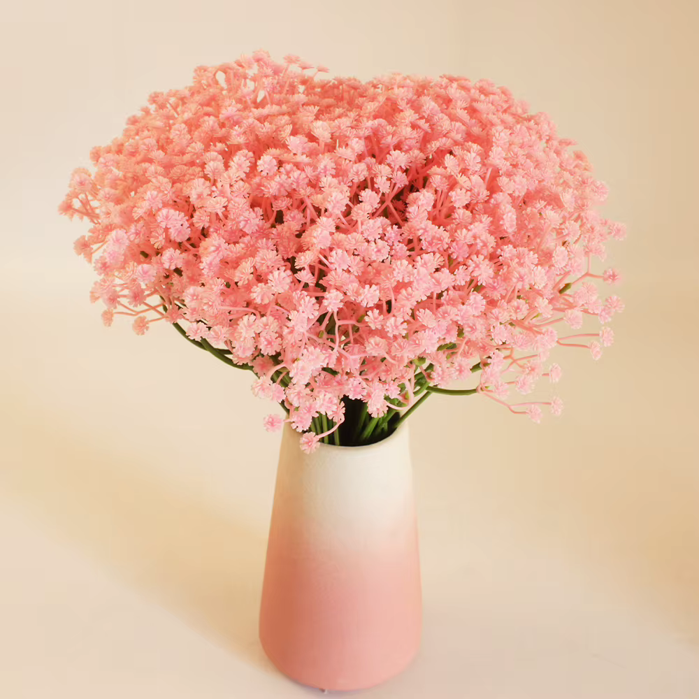 Fleurs de Gypsophile Rose 10/40/60 Bouquets Vibrantes Artificielles Fausses Gypsophiles pour Mariage Fiançailles Douche Nuptiale Décoration de la Maison