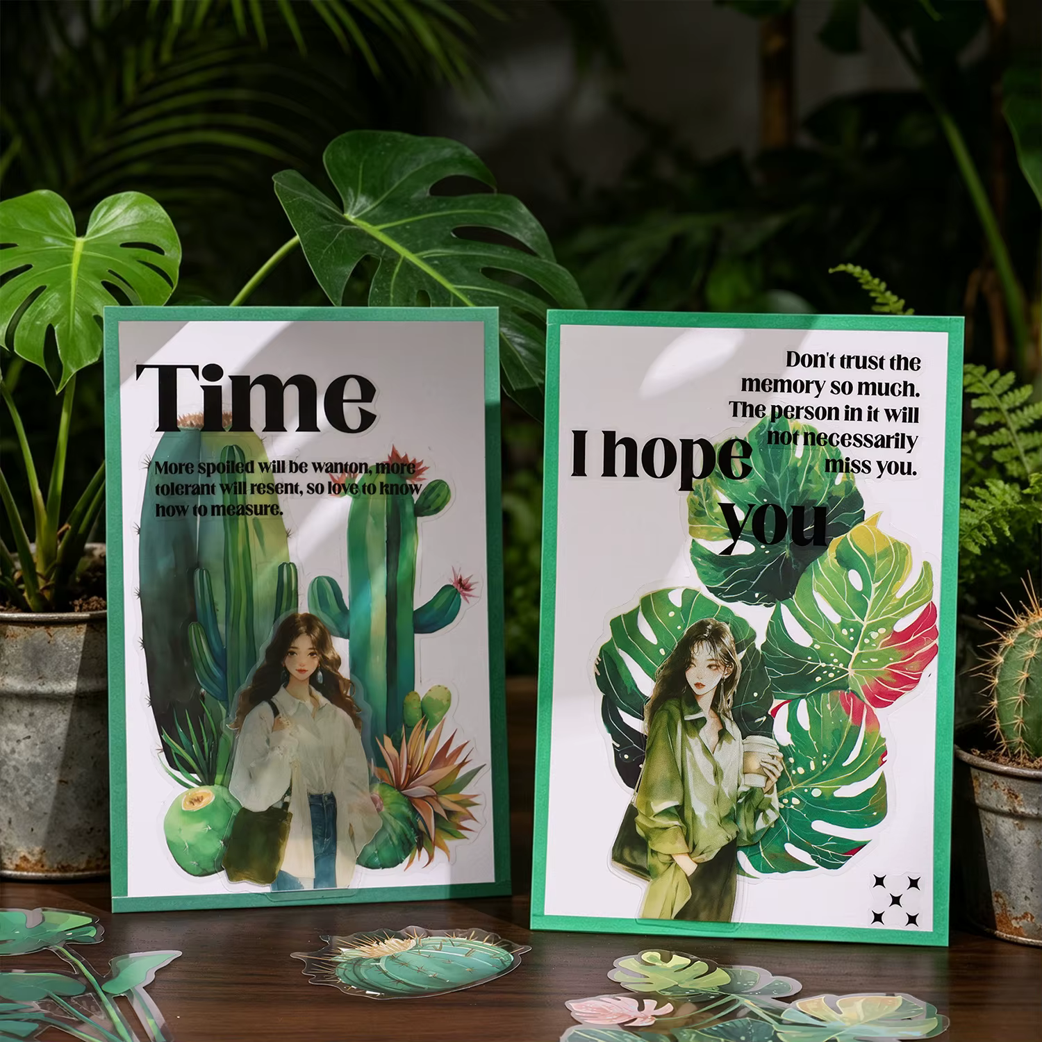 Autocollants PET créatifs de la série Forêt Tropicale d'été