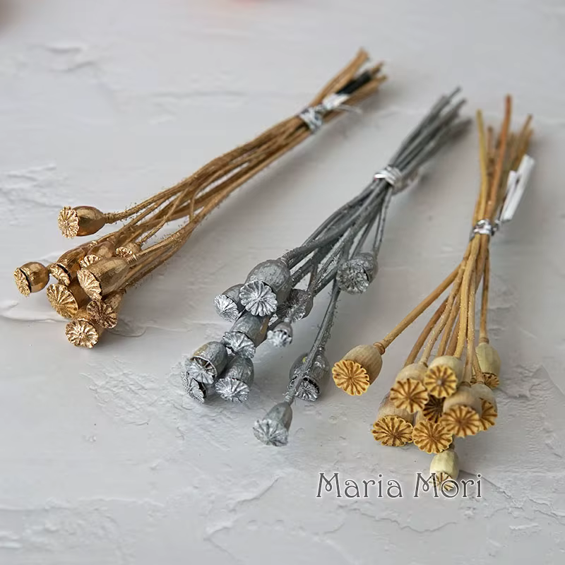 10 pièces/fleurs conservées maïs coquelicot fruits décoration de la maison bricolage matériel colle cristal bougies faites à la main fleurs époxy or argent
