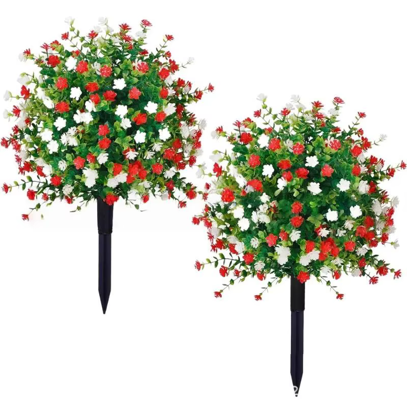 Fleur artificielle, pétunias artificiels avec piquet de fixation