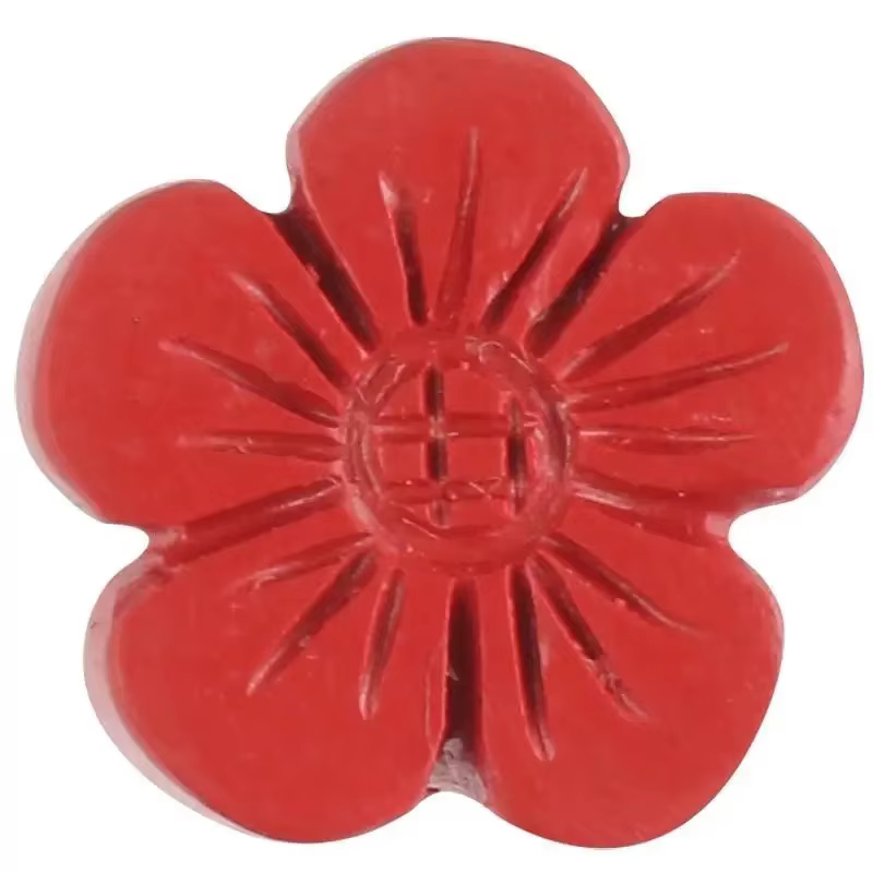 Fleur de prunier de cinabre naturelle, perle dispersée, fleur à cinq pétales