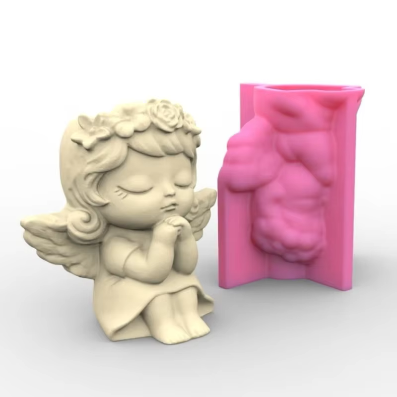 Ange Fille Silicone Pot Fleur Moule Béton Chandelier