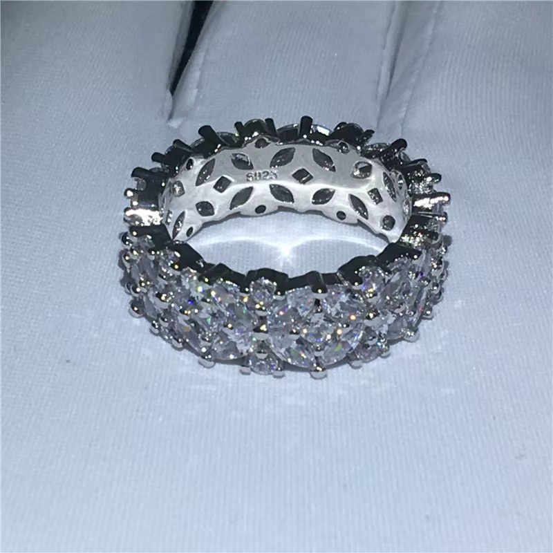 Bague en argent sterling 925 avec diamant de laboratoire en forme de fleur, pour femme, idéale pour les fêtes, mariages, fiançailles, bijoux cadeau