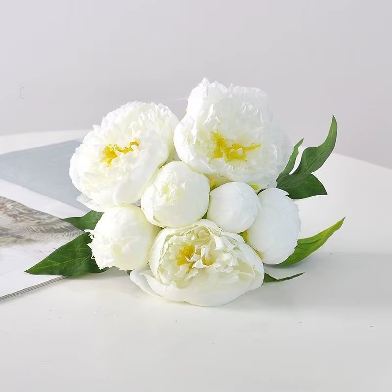 Lot de 6 fleurs de pivoine artificielles
