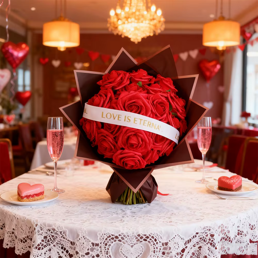 Rose rouge fleurs artificielles bricolage Bouquets 25 pièces ensemble PE Roses fausse fleur pour centres de table de fête de mariage décor cadeaux de saint valentin