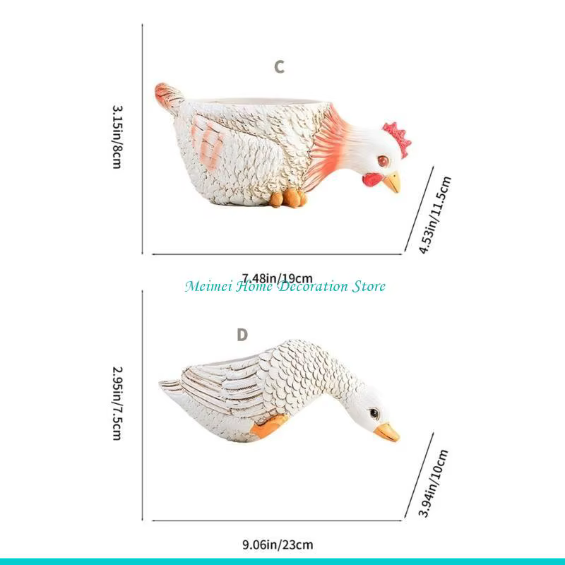 H7BF Pots jardinières en forme canard/poulet