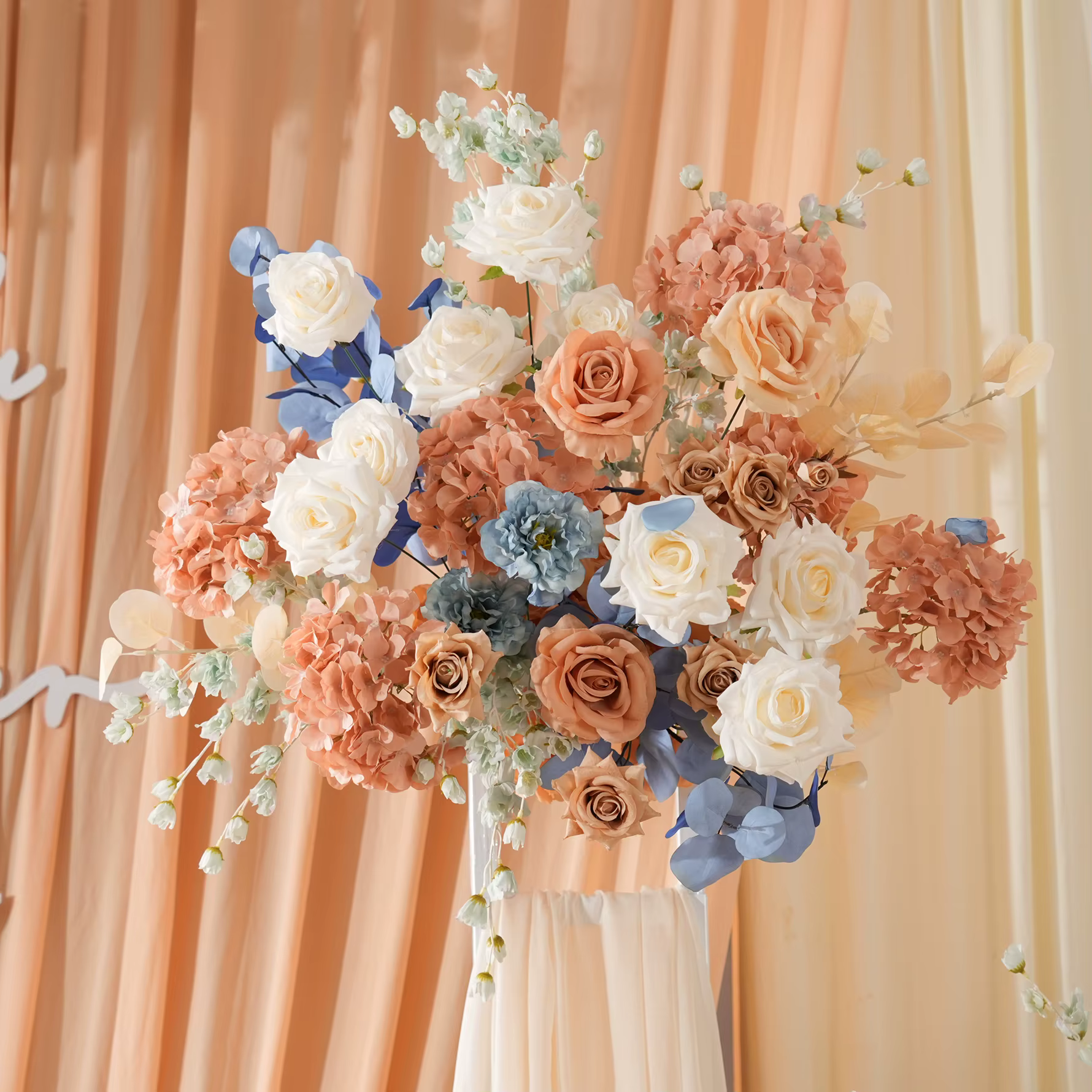 Angela Flower A9048 Arrangement Floral suspendu bleu Orange pour toile de fond de mariage passerelle allée sol fleur rangée fenêtre affichage