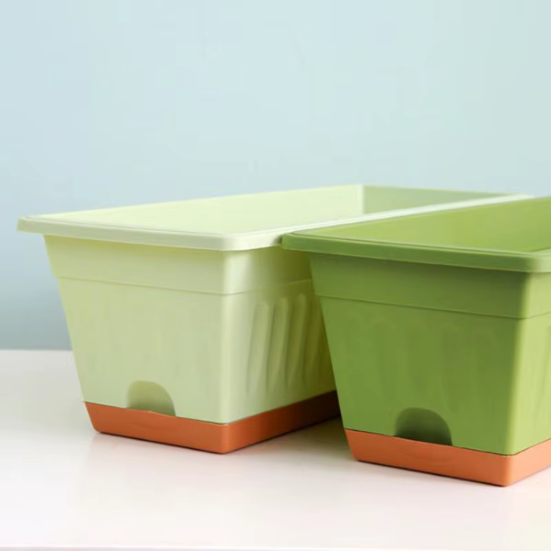 Pot de fleurs rectangulaire en plastique pour plantes d'intérieur et d'extérieur