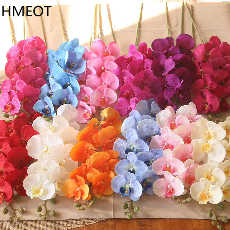 Décoration Maison Hôtel Fleurs Artificielles en Soie Papillon Orchidée Phalaenopsis Bouquet Matériel d'Arrangement Floral Mariage Accessoires Photo