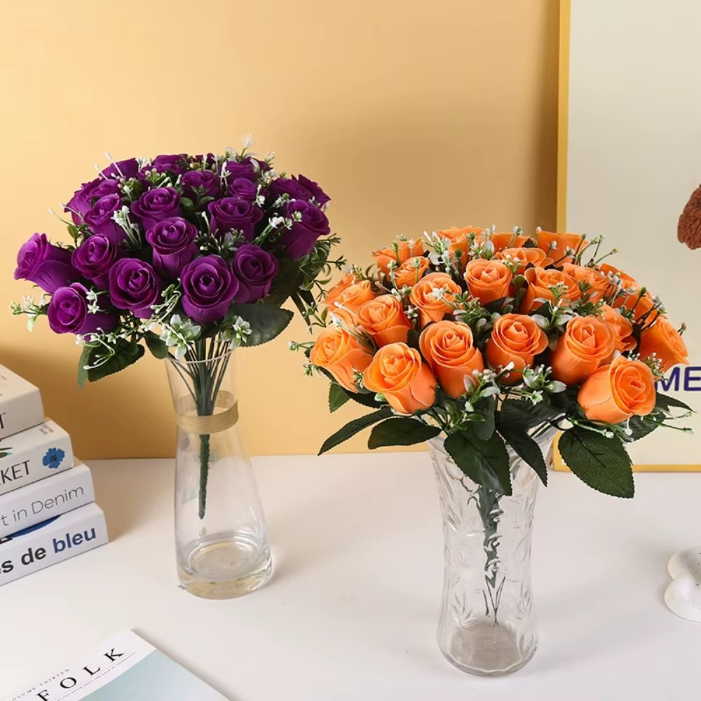 24 Têtes de Fleurs Artificielles Mini 7 Couleurs pour la Saint-Valentin