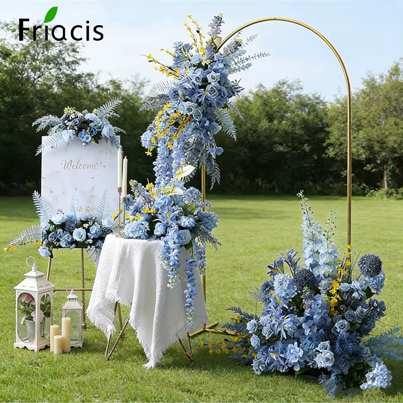 Série Bleue Composition florale artificielle suspendue pour décoration d'arche de mariage