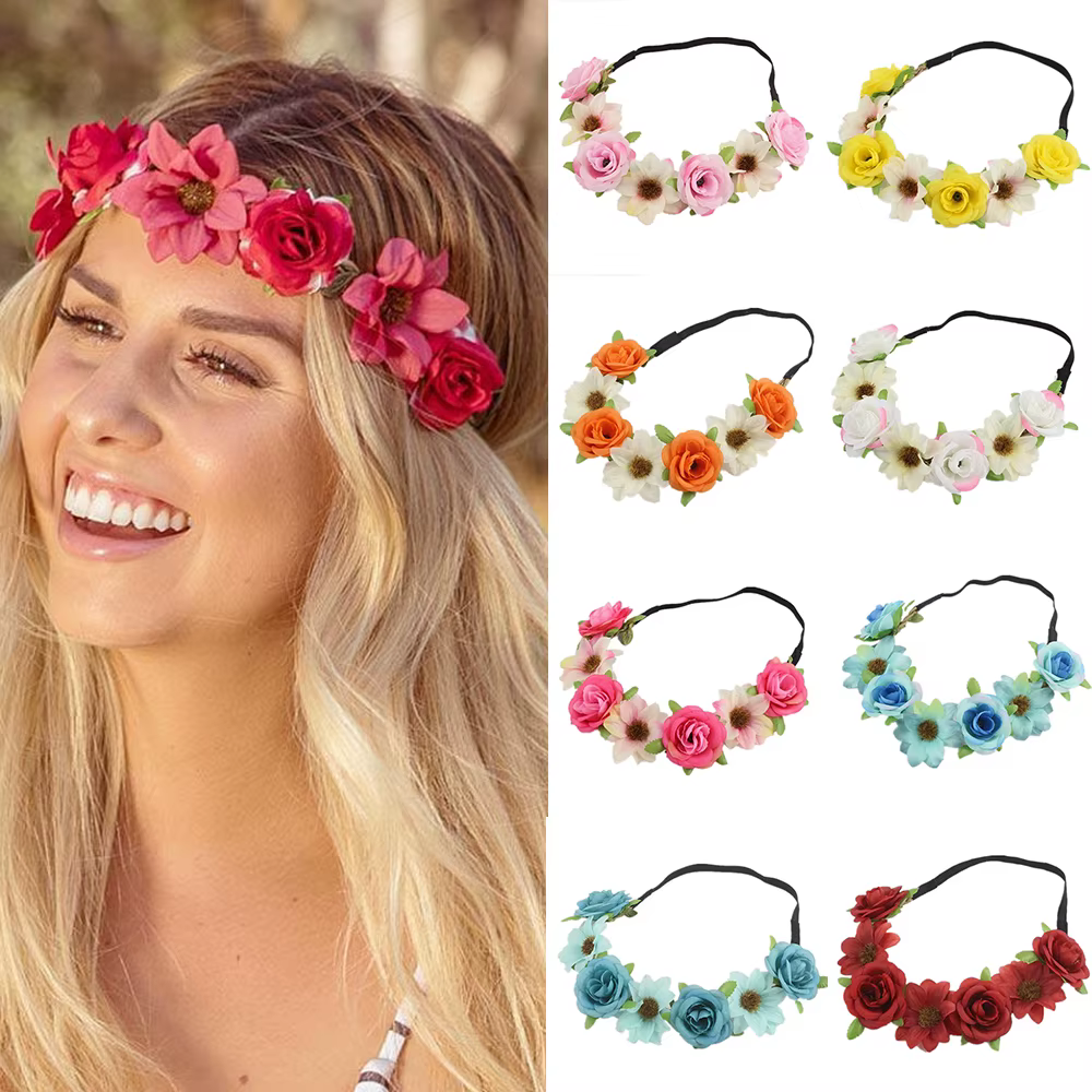 Femmes mariage bandeau fleuri charme fleur diadème fête mariée guirlande princesse couronne filles couronne coiffure cheveux accessoires