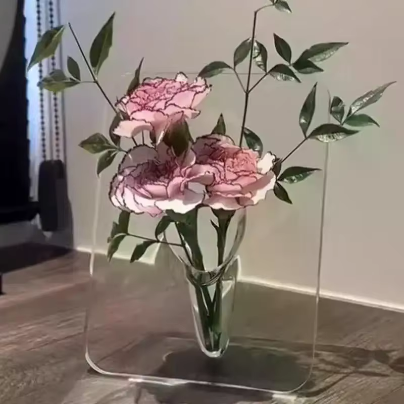 Vase à fleurs en acrylique transparent