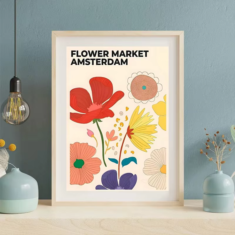 Affiche Murale Abstraite de Fleurs du Marché Floral de Paris et de New York