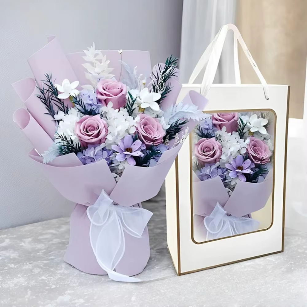 Fleur pour toujours, fleurs pour livraisonRoses Bouquet durable pour 3 ansFleurs d'anniversaireCadeaux pour ses femmes maman grand-mère femme amis