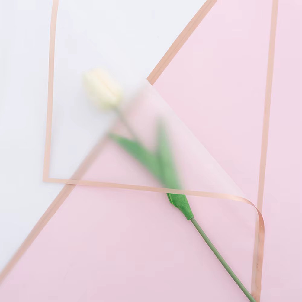 10 feuilles de papier d'emballage de fleurs avec bords dorés