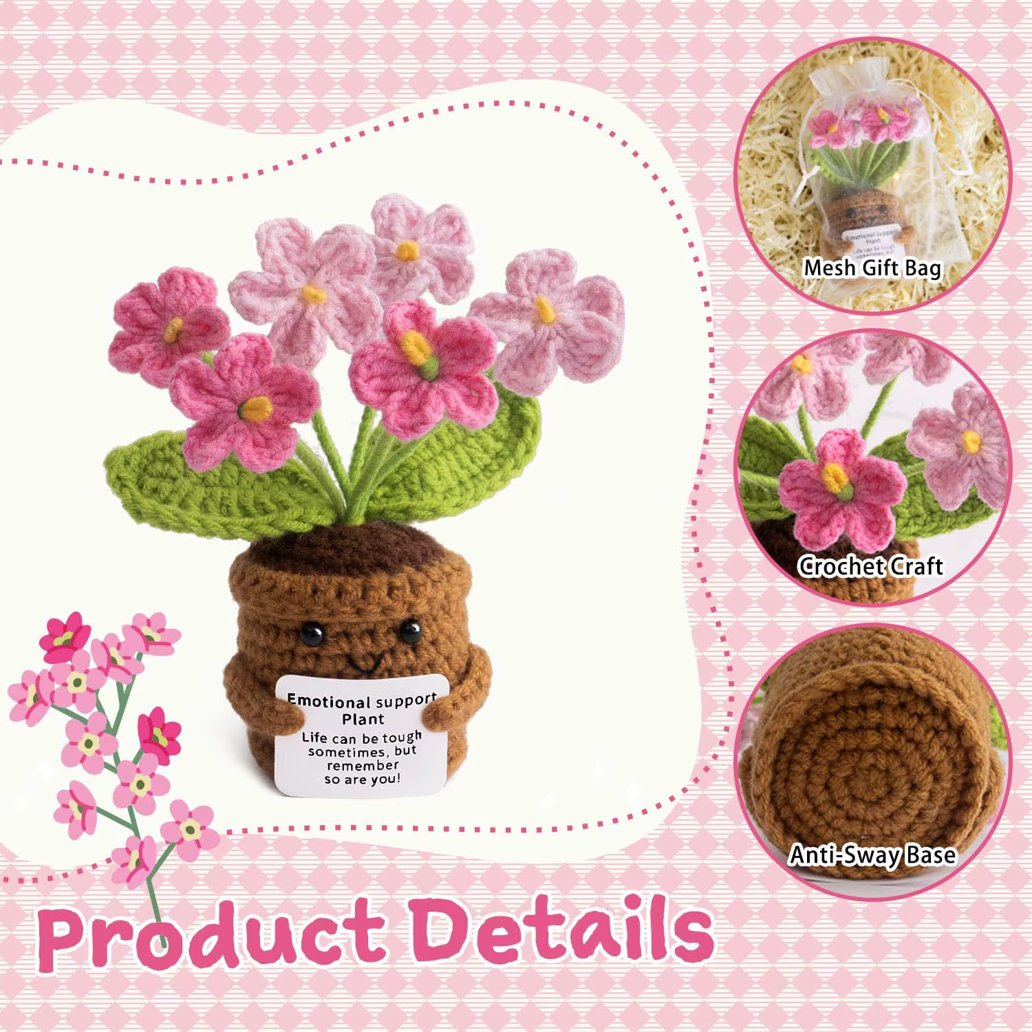 Crochet de fleurs positives fait main - La vie est difficile