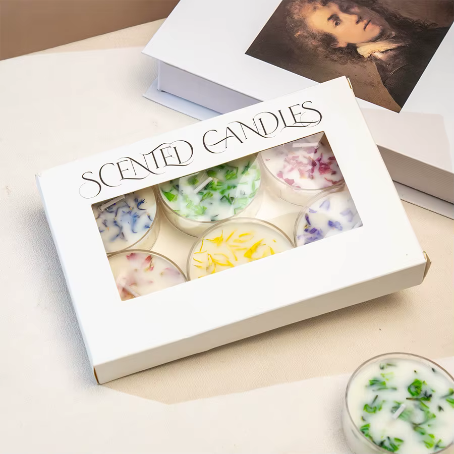 Coffret cadeau de bougie d'aromathérapie florale (6 pièces) – Décor floral conservé avec 6 parfums