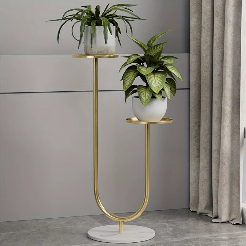 Support pour plantes – Support vertical en métal avec deux supports