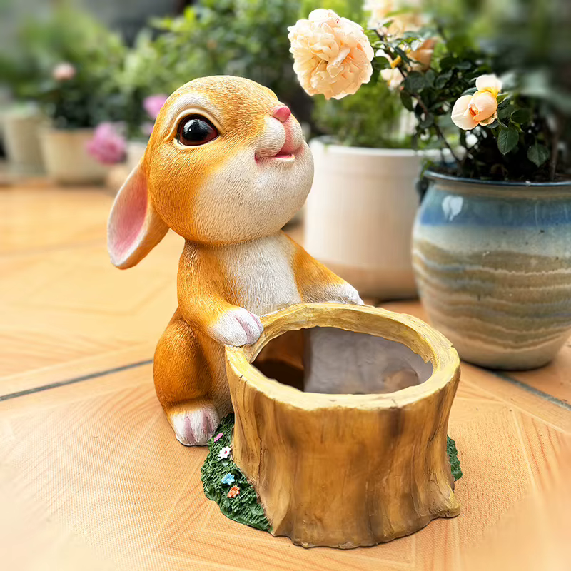 1 pièce Pot de fleurs lapin adorable en résine