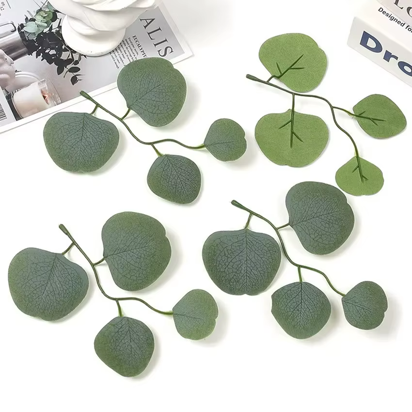 Plantes artificielles feuilles d'eucalyptus feuille de saule noir pour le festival mariage décoration de la maison bricolage craftswreaths accessoires bouquet