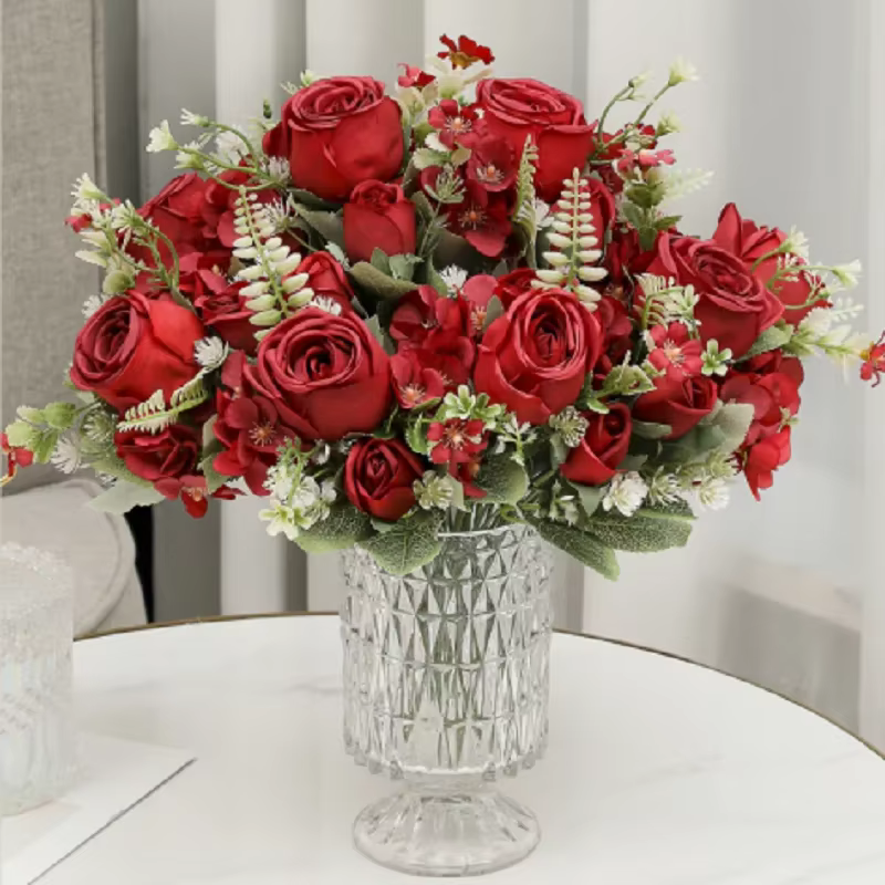 Bouquet de Roses artificielles en soie