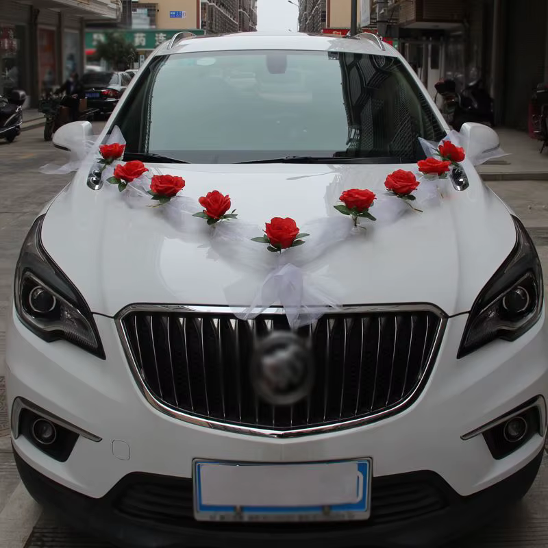 Fleur artificielle de Rose blanche pour décoration de voiture de mariage