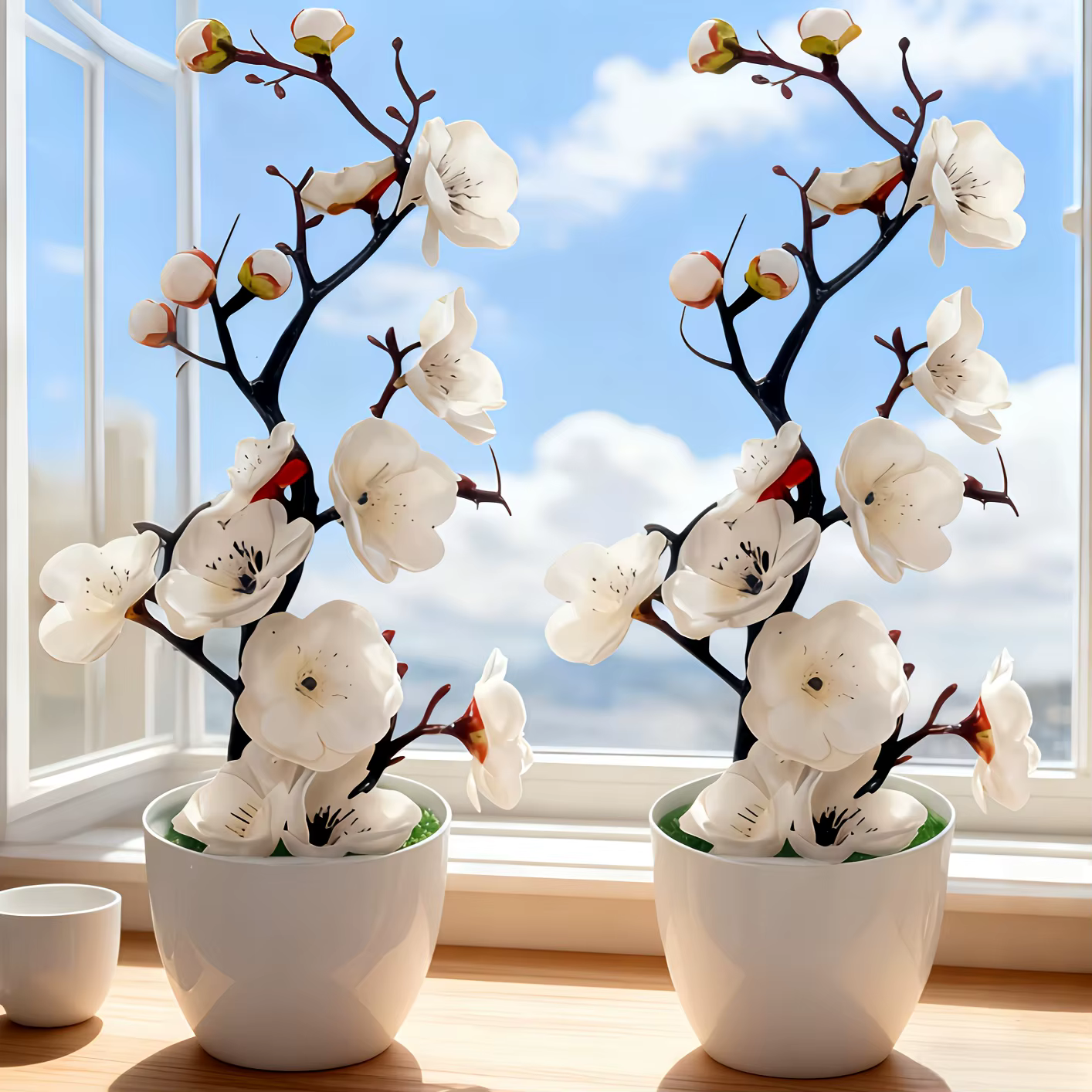 Bonsaï de fleur de prunier artificielle réaliste