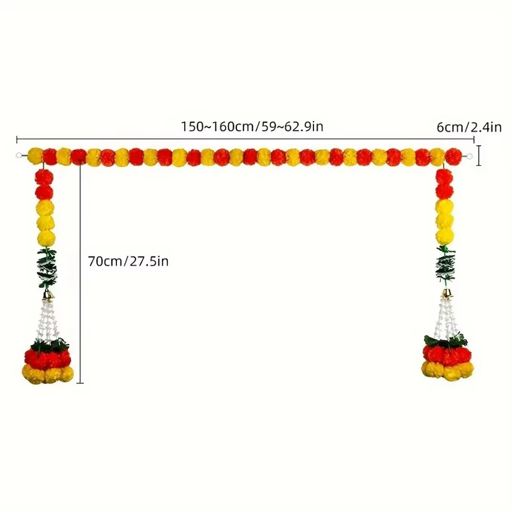 Guirlande artificielle de marguerites à longues tiges Guirlandes de fleurs de marigold pour la fête de Diwali, les mariages, les événements, la décoration indienne