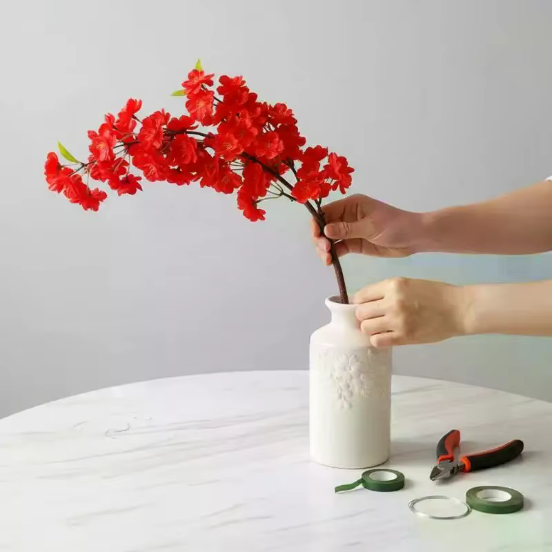 Fleur artificielle de cerisier rose et blanc