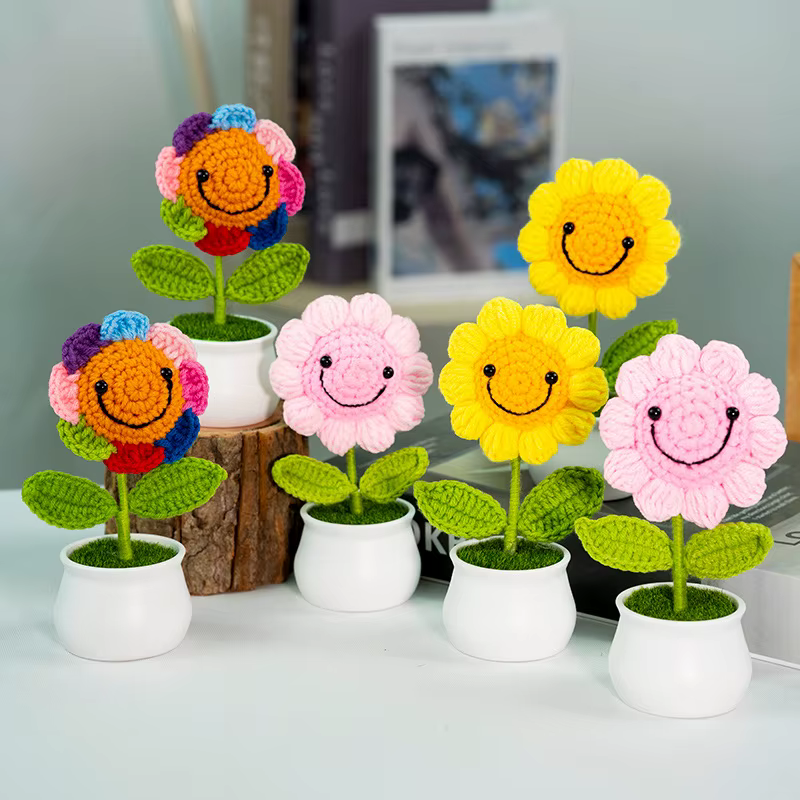 Nouvelles fleurs au crochet tournesols mignonnes