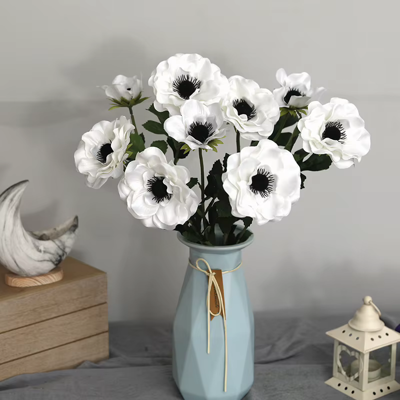 Fausses fleurs d'anémone à 3 têtes