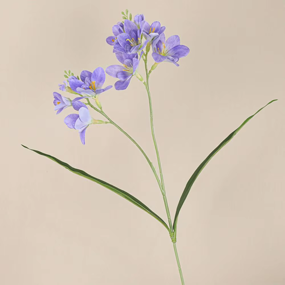 2 branches de fleurs artificielles de freesia et d'orchidée