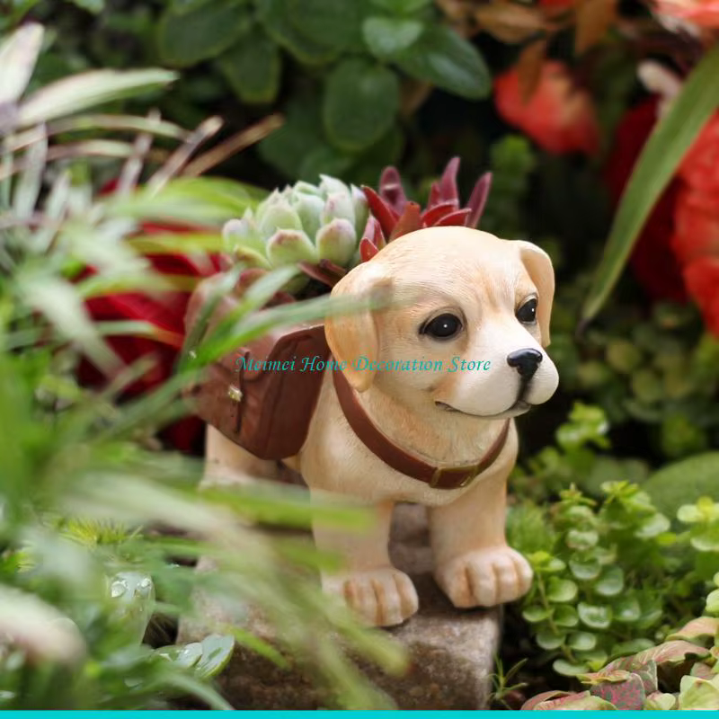 H7BF Pot fleurs en forme chien