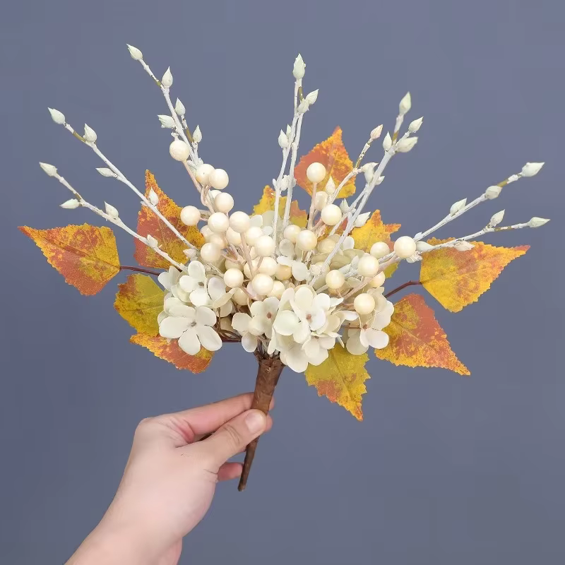 Bouquet de feuilles d'érable artificielles en mousse d'aloès vert