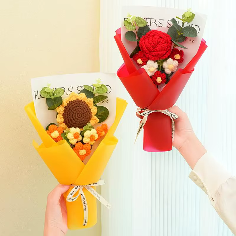 Bouquet de fleurs artificielles roses et tournesols