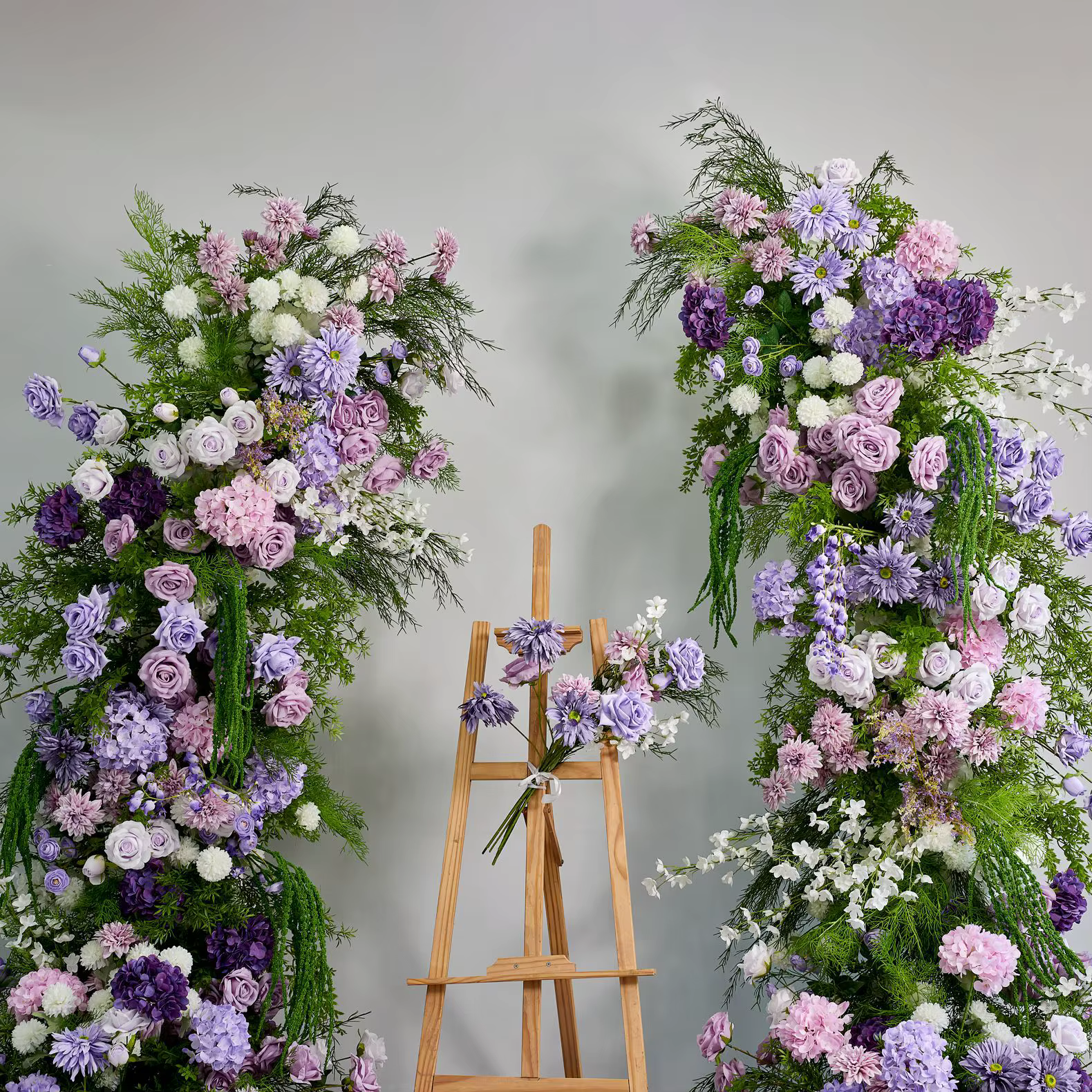Uflower violet Rose hortensia plantes vertes toile de fond de mariage corne arc décor Arrangement événement accessoire fleur support fenêtre affichage 
