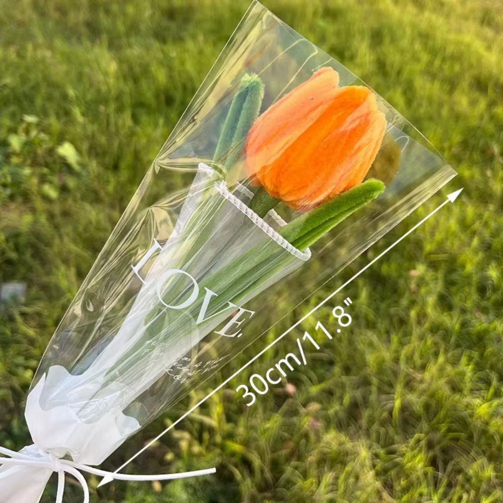 Romantique 30 cm tricot fleur Rose tulipes cadeaux faits à la main Simulation