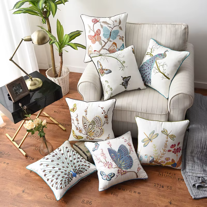 Housse de coussin papillon 45x45cm