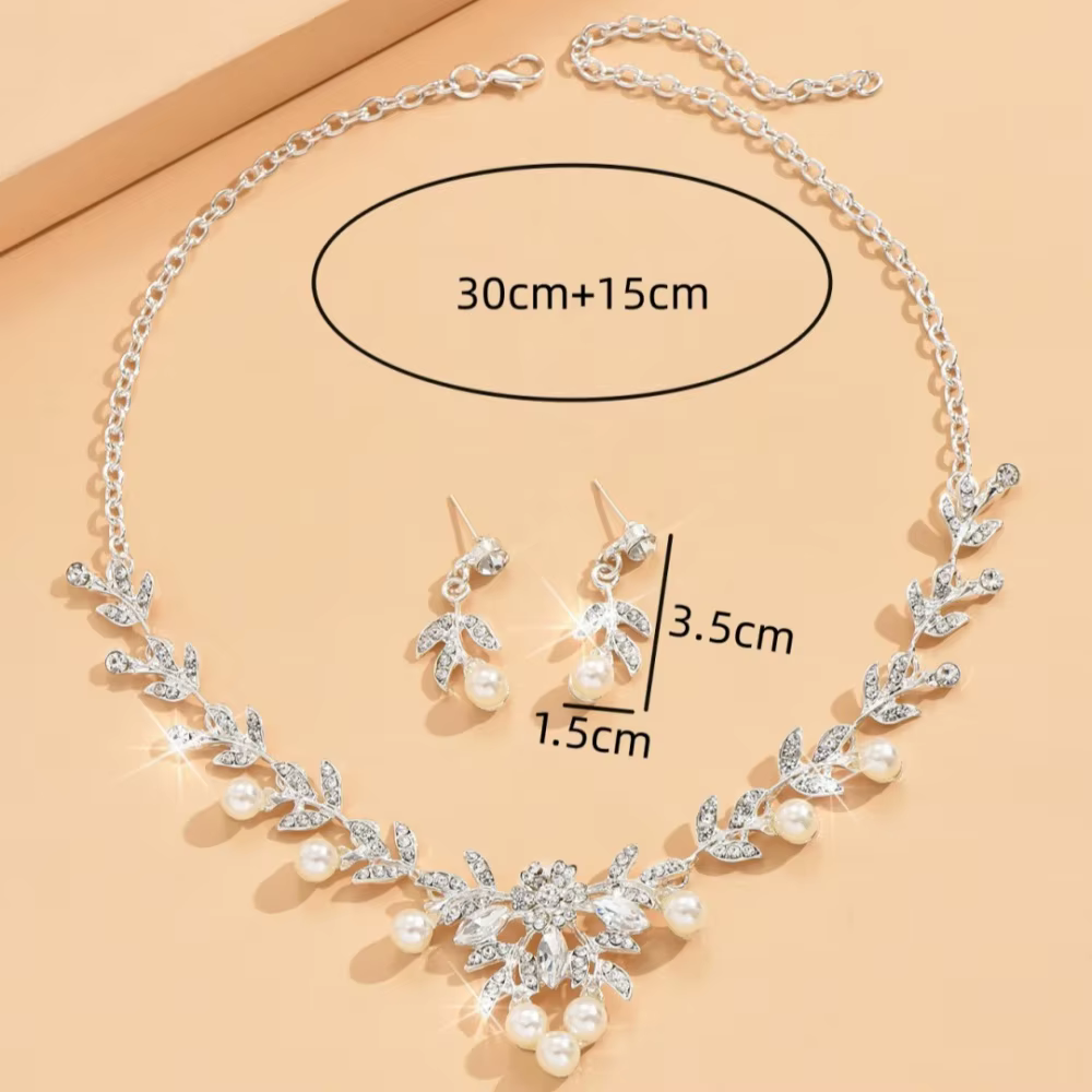 Ensemble collier et boucles d'oreilles en perles, boucles d'oreilles en perles à facettes multiples, ensembles de bijoux en cristal, ensemble de bijoux de mariage réglable pour le bal de promo