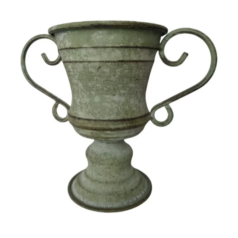 Pot de fleurs trophée à bouche ronde à double oreille